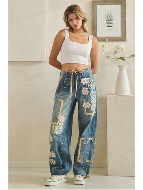 Brand New without tags  Washed Block Patched Oli+Hali Pants